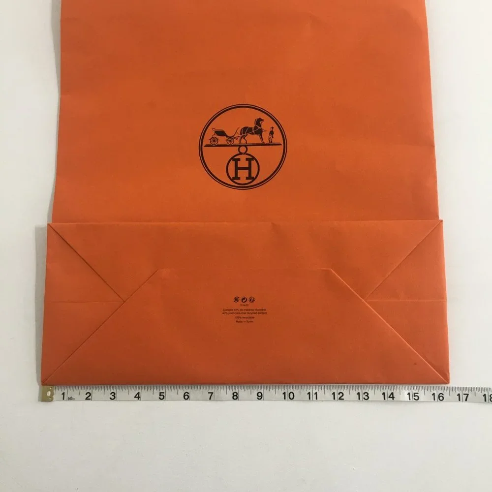 Hermes Authentic Paper Shopping Gift Bag 18.5 x 16.5 x 6.5 Rectangular Orange